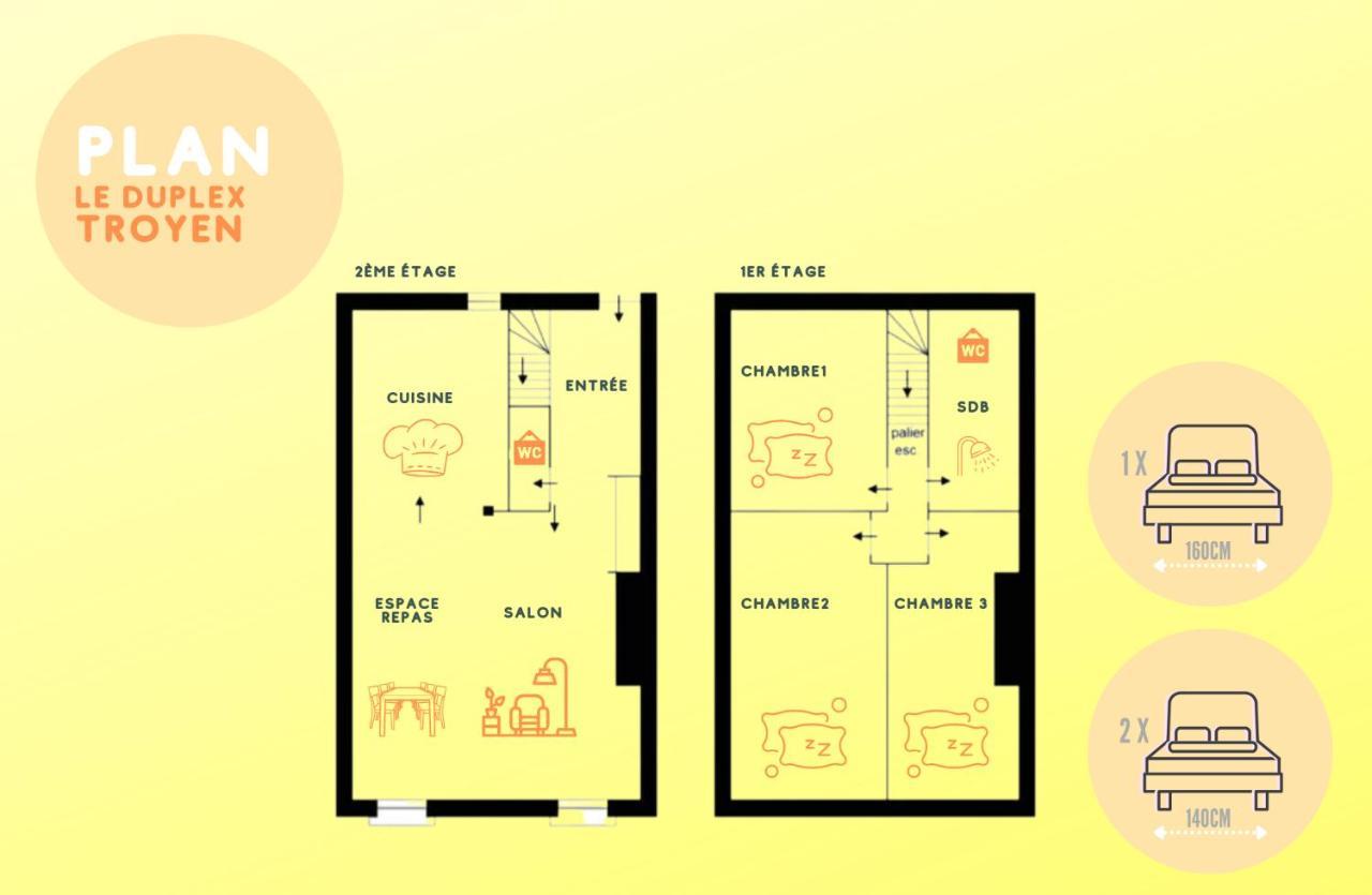 Le Duplex Pasteur - 5 Min Hypercentre - Ideal Groupe - Parking Gratuit Troyes Kültér fotó