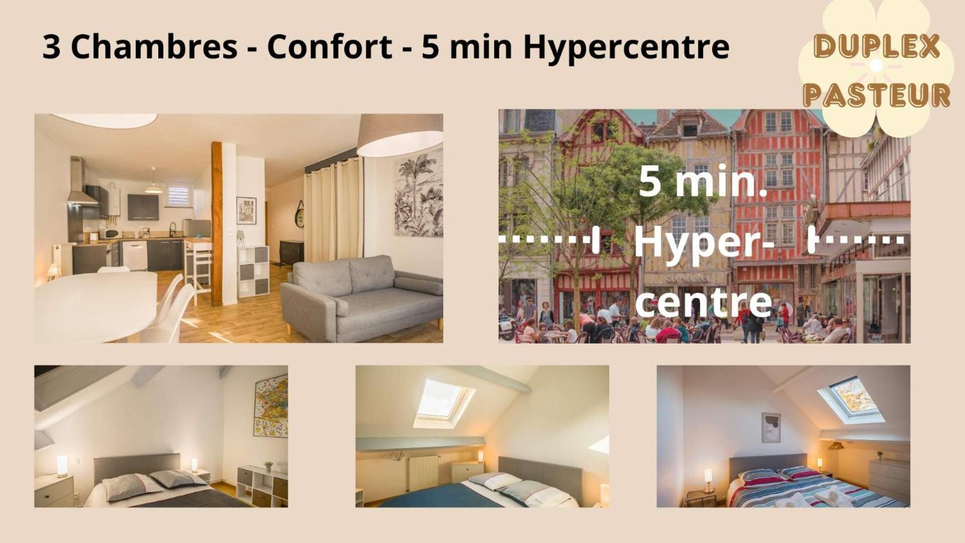 Le Duplex Pasteur - 5 Min Hypercentre - Ideal Groupe - Parking Gratuit Troyes Kültér fotó